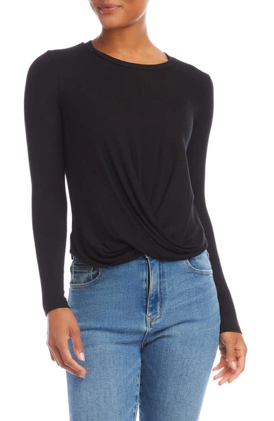 Fifteen Twenty Twist Front Rib Top In Black