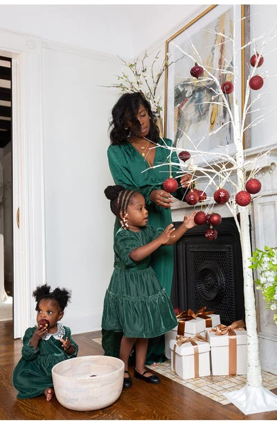 Shop Nordstrom Matching Family Moments Lace Collar Long Sleeve Velvet Dress & Bloomers Set In Green Pinecone
