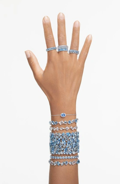 Swarovski Icy Blue Crystal Bracelet With Rhodium-plated Design In Blue