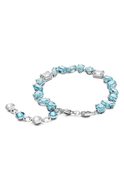 Swarovski Icy Blue Crystal Bracelet With Rhodium-plated Design In Blue