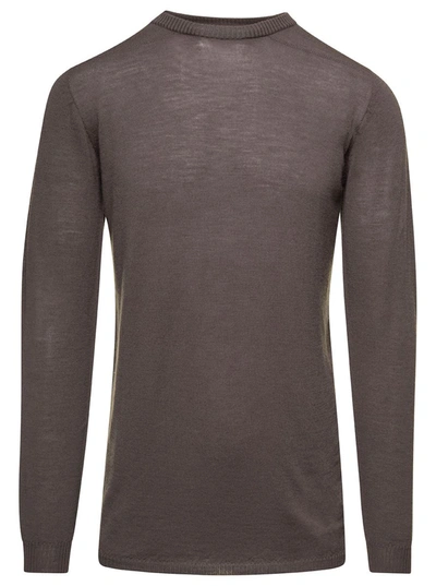 Shop Rick Owens Beige Biker T-shirt With Long Sleeves In Wool Man