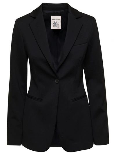 Shop Semicouture Black Fitted Single Breasted Blazer In Black Viscose Blend Woman