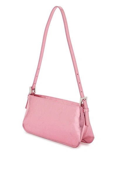 Shop By Far Metallic Leather 'dulce' Shoulder Bag In Pink