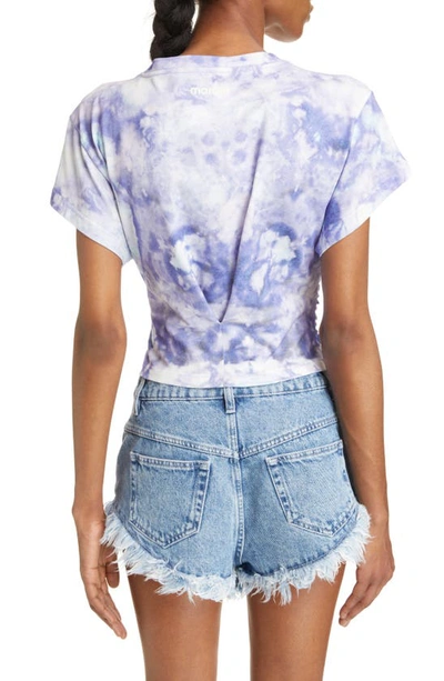 Shop Isabel Marant Étoile Zodya Tie Dye Tie Front Organic Cotton T-shirt In Purple