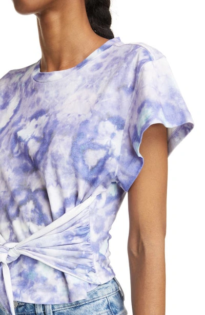 Shop Isabel Marant Étoile Zodya Tie Dye Tie Front Organic Cotton T-shirt In Purple