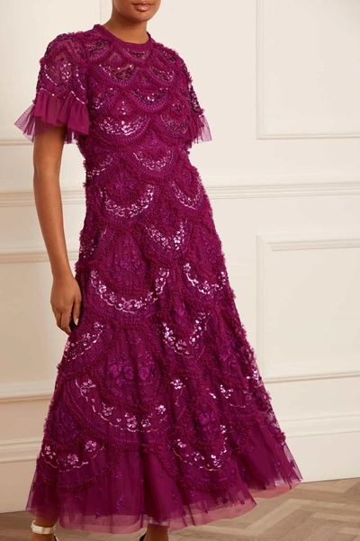 Shop Needle & Thread Carmen Ruffle Ankle Gown In Purple