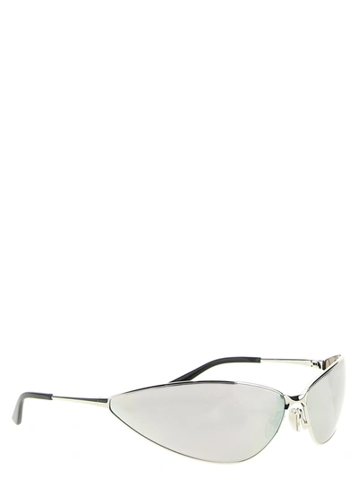 Shop Balenciaga Razor Cat Sunglasses Silver