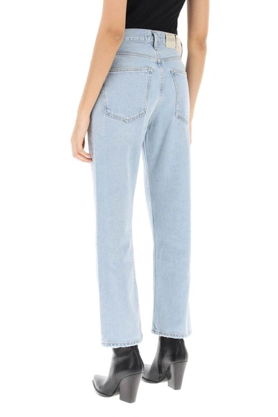 Shop Agolde Lana Crop Mid Rise Vintage Straight Jeans In Blue