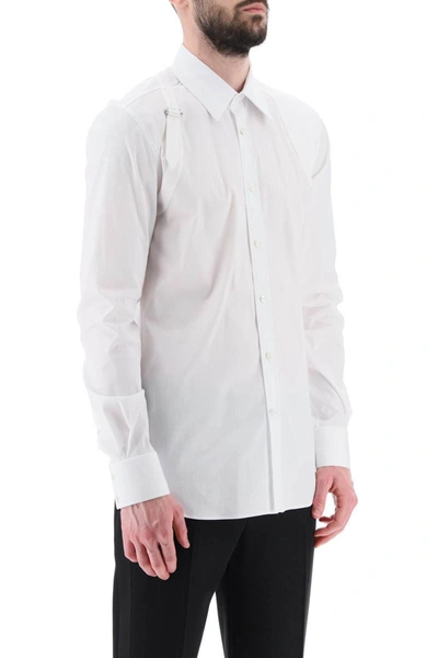 Shop Alexander Mcqueen Harness Shirt In Stretch Cotton In White