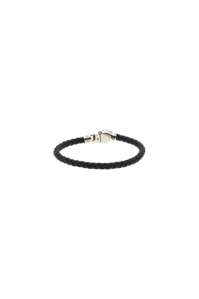 Shop Alexander Mcqueen Skull Braided Leather Bracelet In Black