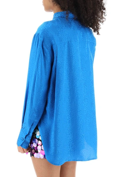 Shop Art Dealer Charlie Shirt In Jacquard Silk In Blue