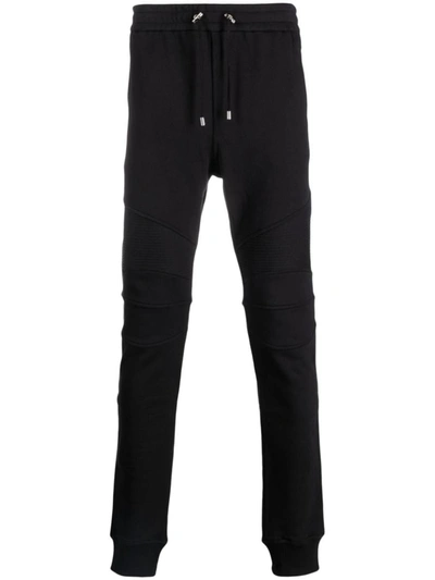 Shop Balmain Cotton Trousers In Black