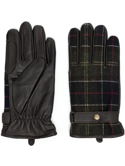 Shop Barbour Classic Gloves With Tartan Pattern In Green