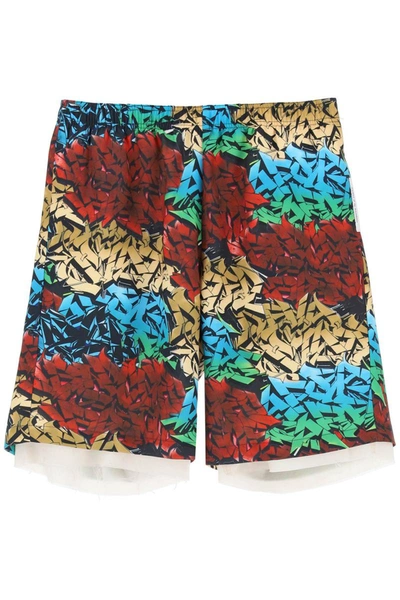 Shop Children Of The Discordance All-over Graffiti Print Shorts In Multicolor