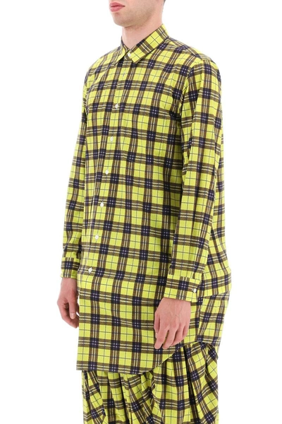 Shop Comme Des Garçons Homme Deux Comme Des Garcons Homme Plus Check Cotton Shirt With Rigid Insert In Yellow