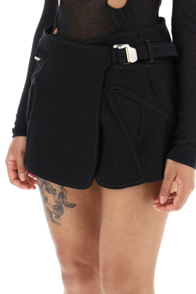 Shop Dion Lee Wrap Miniskirt In Black