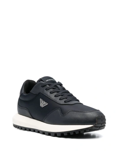Shop Emporio Armani Sneakers In Navy Blue