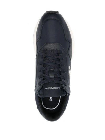Shop Emporio Armani Sneakers In Navy Blue