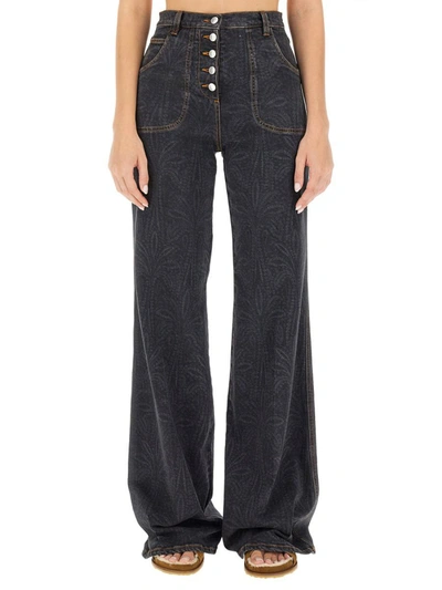 Shop Etro Jeans With Foliage Pockets In Black