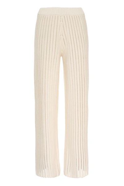 Shop Fabiana Filippi Wide Leg Knitted Trousers In Panna