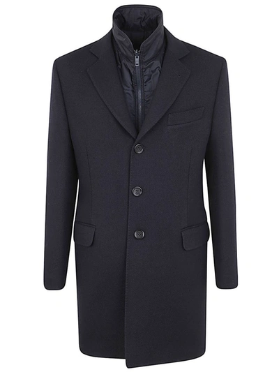 Fay Coat Logo Embroidered Rear Vents In Blue