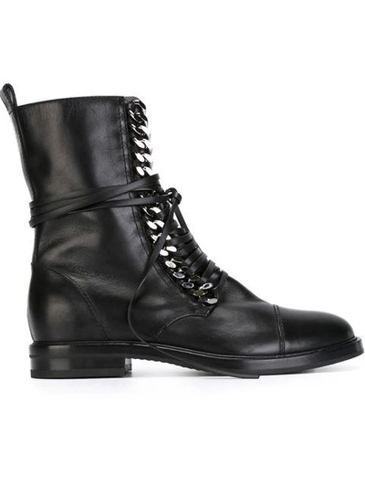 Shop Casadei Chain Detail Combat Boots