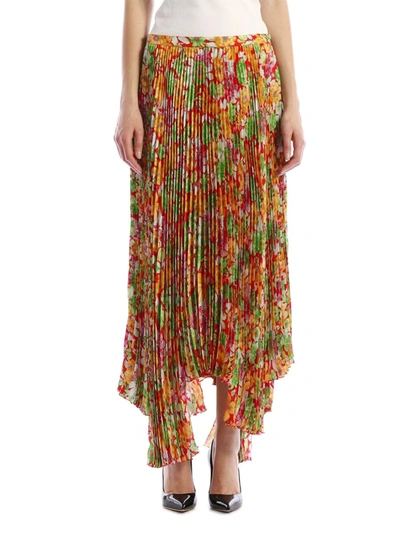 Shop Plan C Floral Plissè Skirt In Multicolor