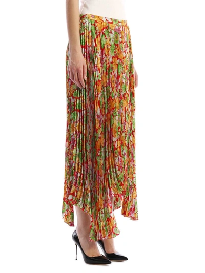 Plan C Floral Plissè Skirt In Multicolor