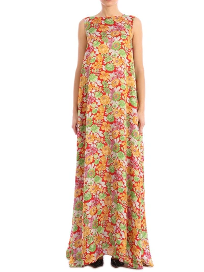 Shop Plan C Floral Print Maxi Dress In Multicolor