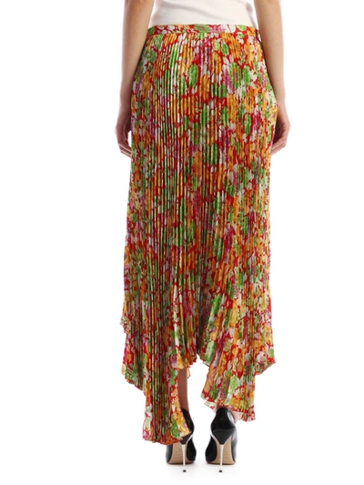 Plan C Floral Plissè Skirt In Multicolor