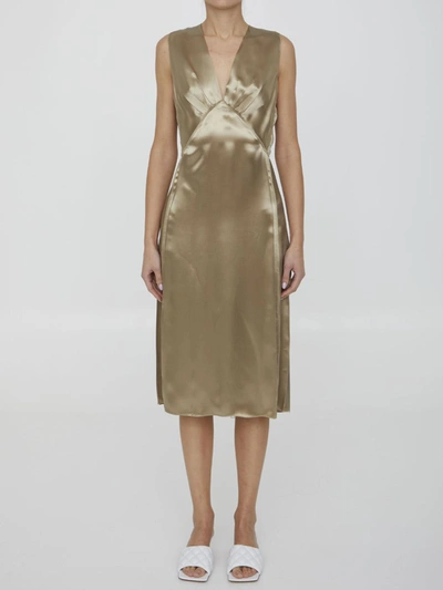 Shop Bottega Veneta Fluid Satin Dress In Gold