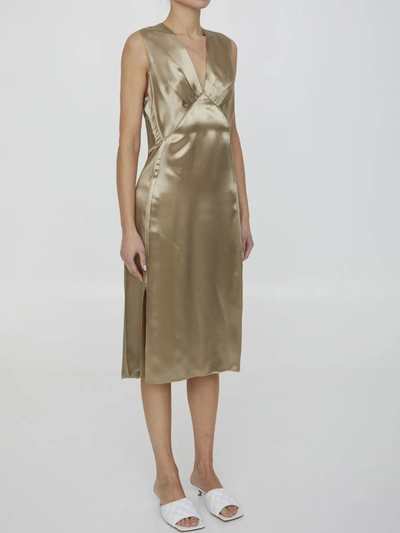 Shop Bottega Veneta Fluid Satin Dress In Gold