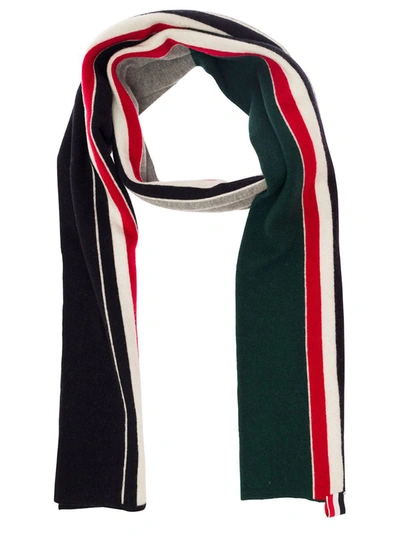 Shop Thom Browne Multicolor Scard With Intarsia Stripe In Wool Man In Green