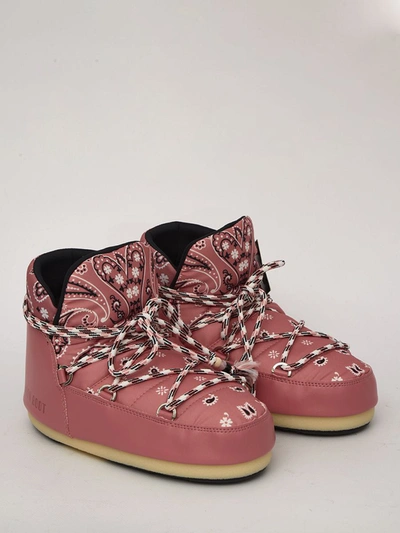 Alanui + Moon Boot Bandana-print Shell And Faux Leather Snow Boots In Pink