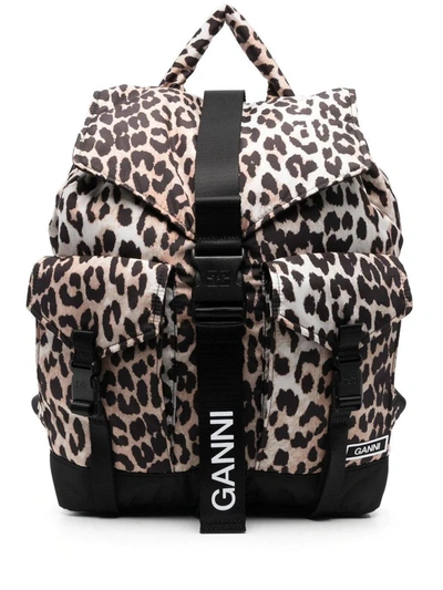 Shop Ganni Backpacks In Leopard