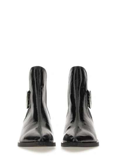 Shop Ganni Chelsea Boot With Chuncky Buckle In Black