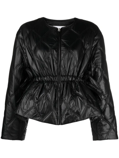 Shop Ganni Shiny Quilt Jacket Clothing In Black