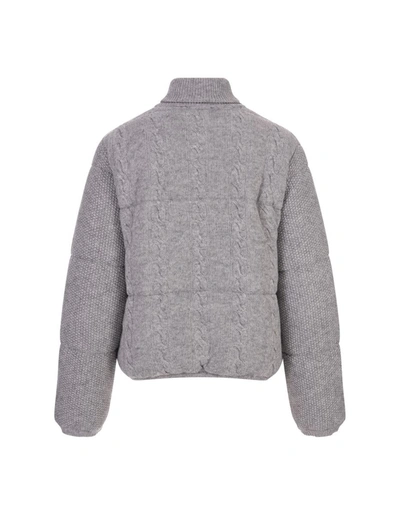 Shop Gcds Gray Ribbed Knit Bomber Jacket In Grey