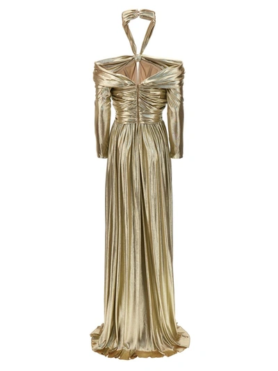 Shop Giambattista Valli Lamè Knit Dress In Gold