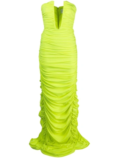 Shop Giuseppe Di Morabito Ruched Strapless Dress In Yellow &amp; Orange