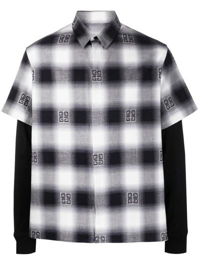 Shop Givenchy Checked Cotton Shirt In Black