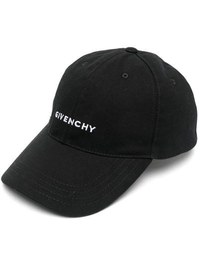 Shop Givenchy Small Curved Cotton Baseball Cap In Black