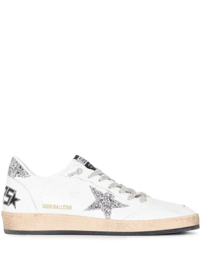 Shop Golden Goose Ball Star Leather Sneakers In Silver