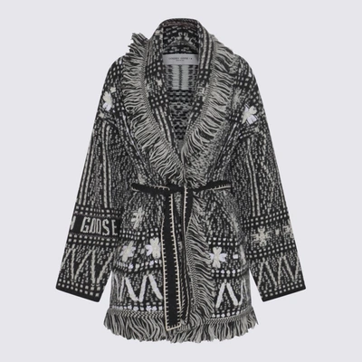 Shop Golden Goose Grey Wool And Mohair Blend Fringed Cardigan