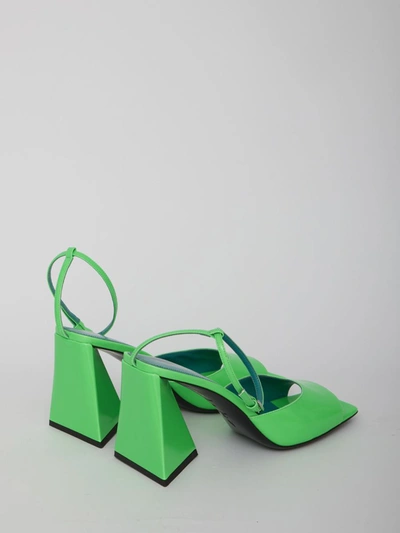 Attico Piper 85 Sandals In Eco-patent Leather In Green