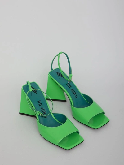 Attico Piper 85 Sandals In Eco-patent Leather In Green