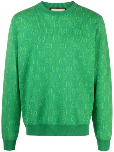 Shop Gucci Gg Wool Sweater In Green
