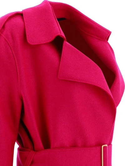 Shop Harris Wharf London "golden Buckle" Coat In Fuchsia