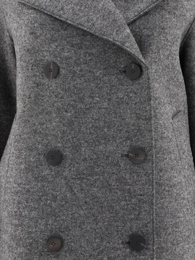 Shop Harris Wharf London "peacot" Coat In Grey