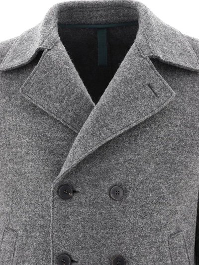 Shop Harris Wharf London "peacot" Coat In Grey